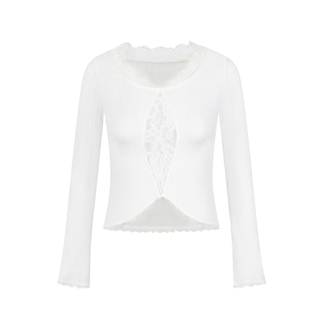 V-Neck Long Sleeve Lace Layered Top