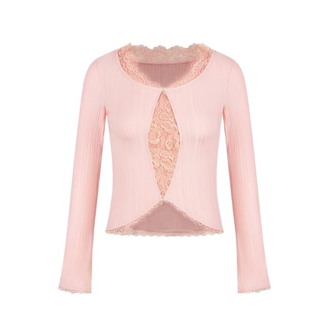 V-Neck Long Sleeve Lace Layered Top