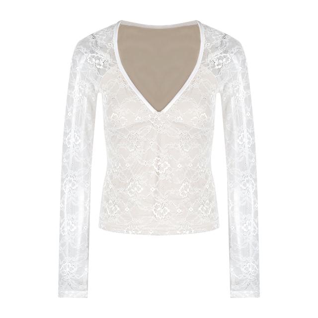 V-Neck Lace Crop Top and Mini Pencil Skirt Set