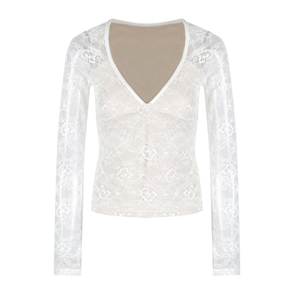 V-Neck Lace Crop Top and Mini Pencil Skirt Set