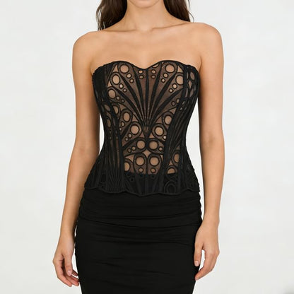 Corset Lace Tube Crop Top