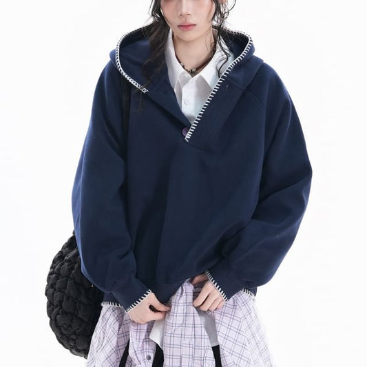 Contrast Trim Hooded Sweatshirt
