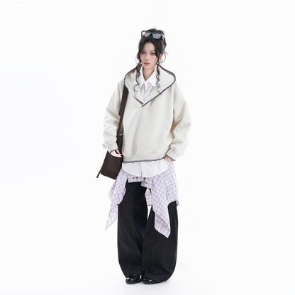 Contrast Trim Hooded Sweatshirt