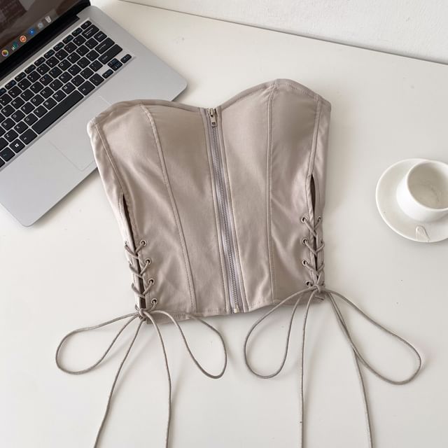 Strapless Lace-Up Bustier Top