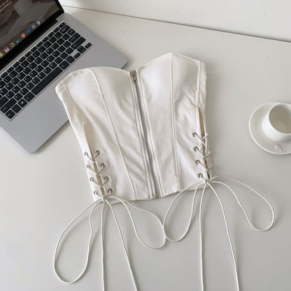 Strapless Lace-Up Bustier Top