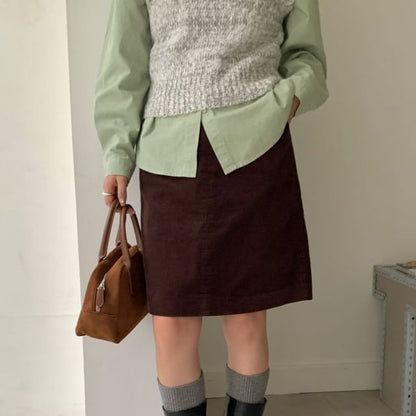 Mini Pencil Skirt with Mid Waist