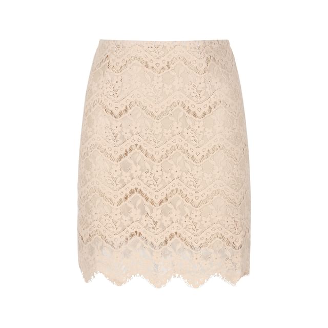V-Neck Lace Cardigan and Mini Pencil Skirt Set