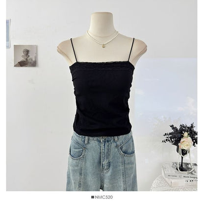 Ruched Camisole with Lace Panel Detail