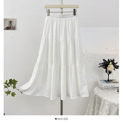 Tiered Maxi A-Line Skirt High-Waisted