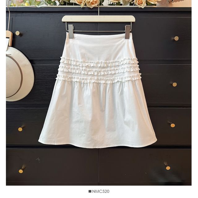 Ruffled Mini A-Line Skirt High-Waisted
