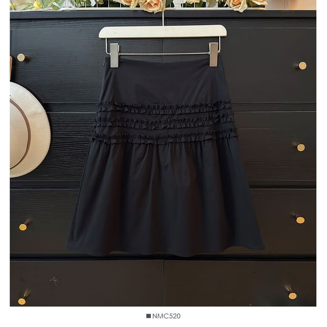 Ruffled Mini A-Line Skirt High-Waisted