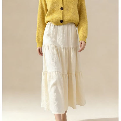 Tiered Maxi A-Line Skirt High-Waisted