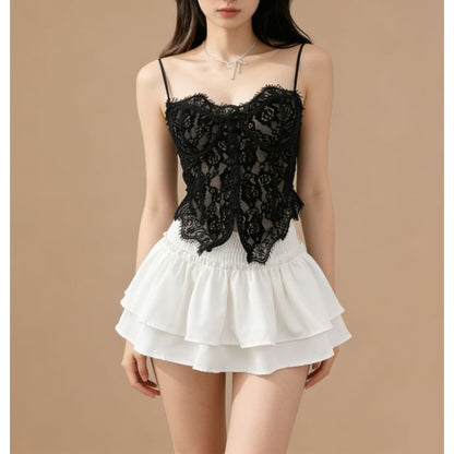 Spaghetti Strap Lace Bustier Top