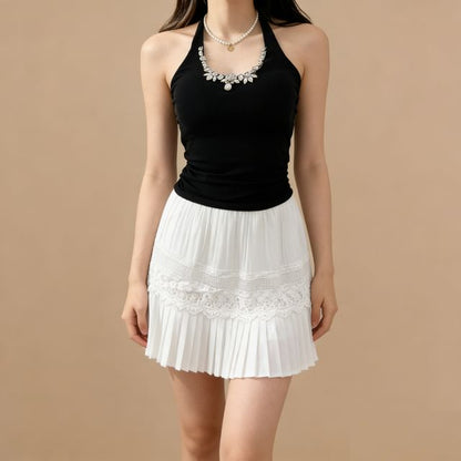 Rhinestone Halter Neck Slim Tank Top