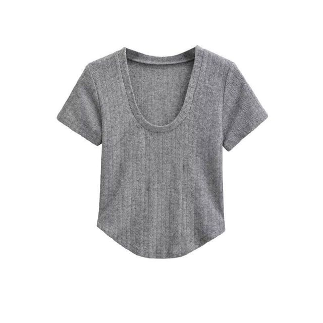 Crop Scoop Neck Tee - Short Sleeve