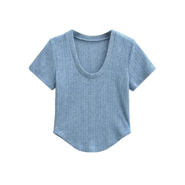 Crop Scoop Neck Tee - Short Sleeve