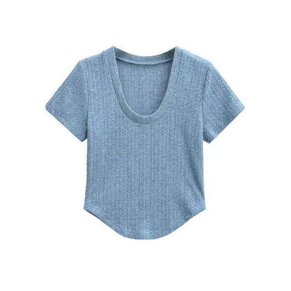 Crop Scoop Neck Tee - Short Sleeve