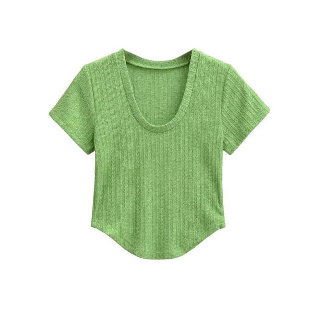 Crop Scoop Neck Tee - Short Sleeve