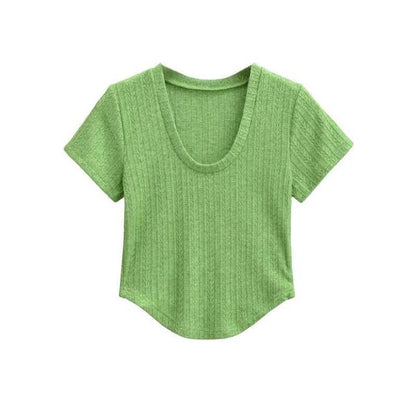 Crop Scoop Neck Tee - Short Sleeve