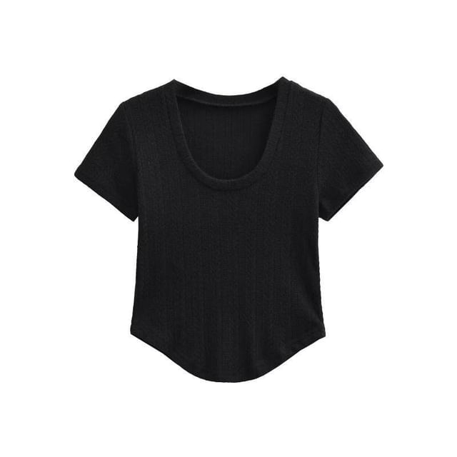Crop Scoop Neck Tee - Short Sleeve