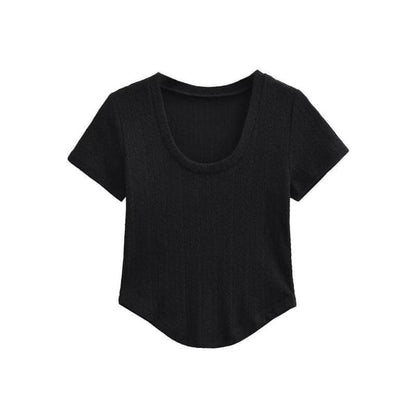 Crop Scoop Neck Tee - Short Sleeve