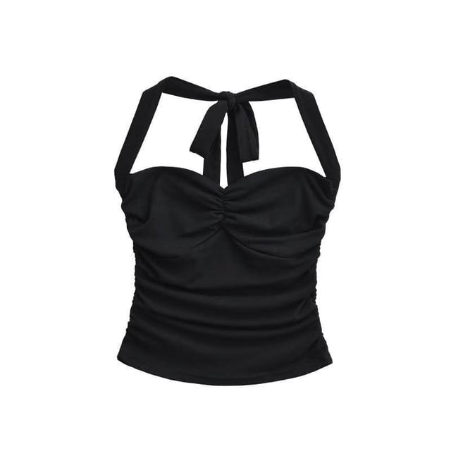 Halter Neck Crop Camisole - Ruched