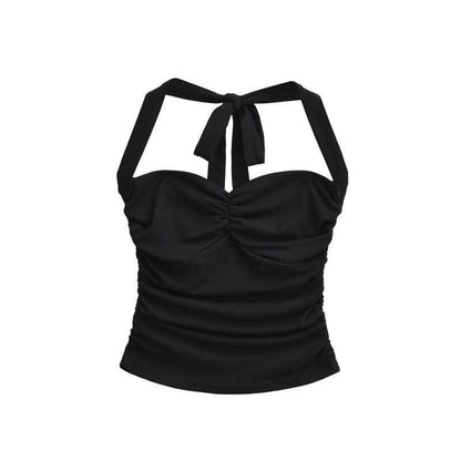 Halter Neck Crop Camisole - Ruched