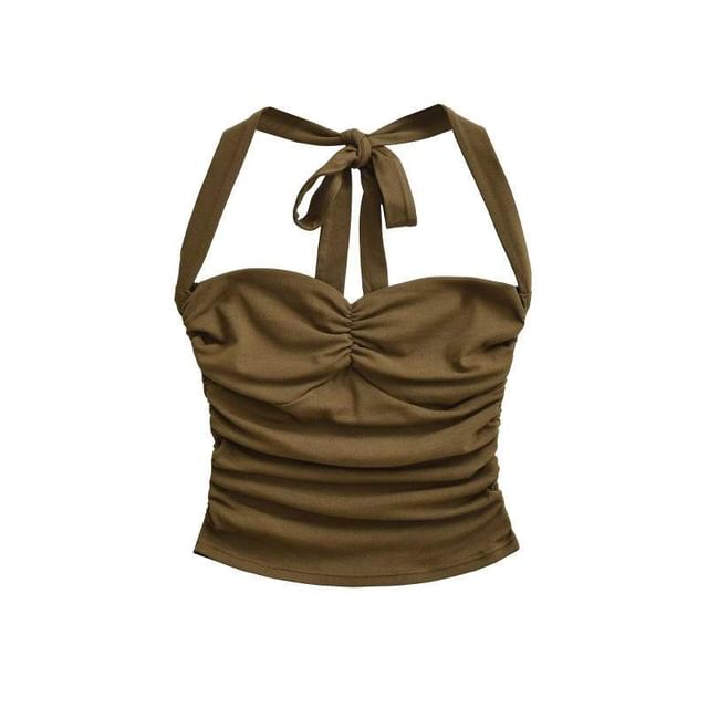 Halter Neck Crop Camisole - Ruched