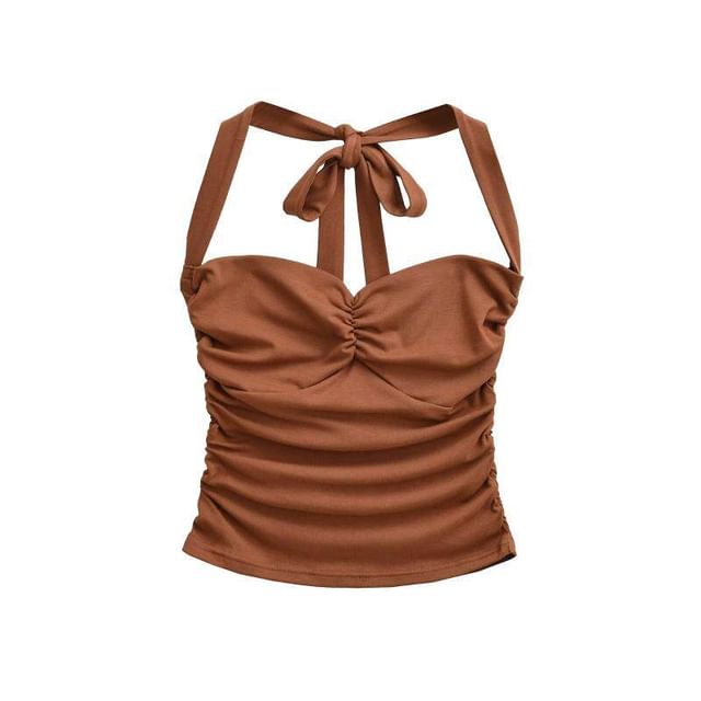 Halter Neck Crop Camisole - Ruched