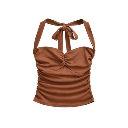 Halter Neck Crop Camisole - Ruched