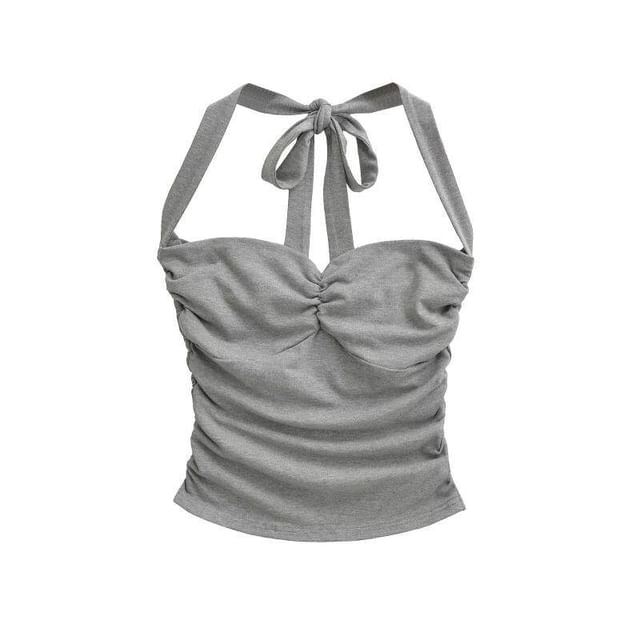 Halter Neck Crop Camisole - Ruched