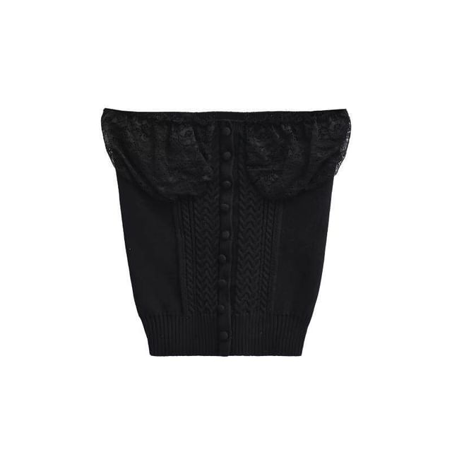 Ruffle Trim Tube Top - Strapless Knit
