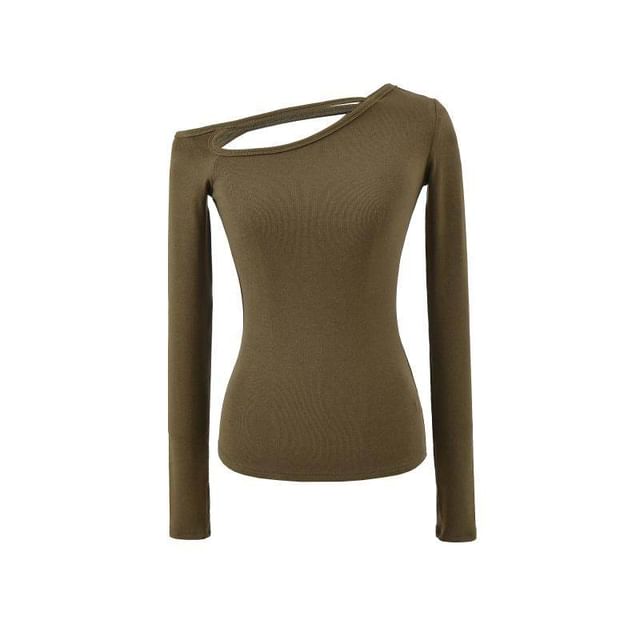 Off-Shoulder Crop Tee - Long Sleeve