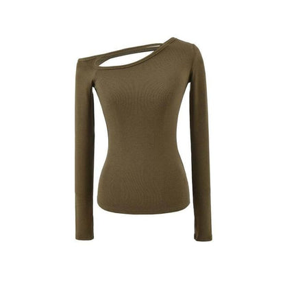 Off-Shoulder Crop Tee - Long Sleeve