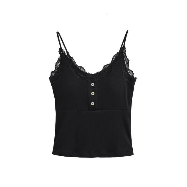 Lace Trim Camisole - V-Neck Spaghetti Strap