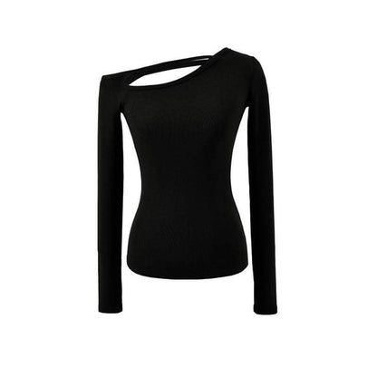 Off-Shoulder Crop Tee - Long Sleeve