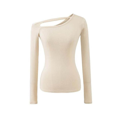 Off-Shoulder Crop Tee - Long Sleeve