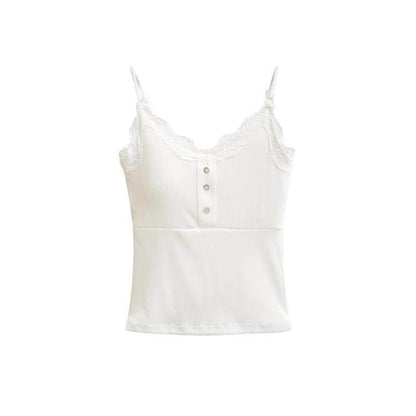 Lace Trim Camisole - V-Neck Spaghetti Strap