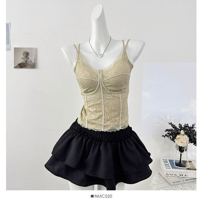 Padded Lace V-Neck Fitted Camisole