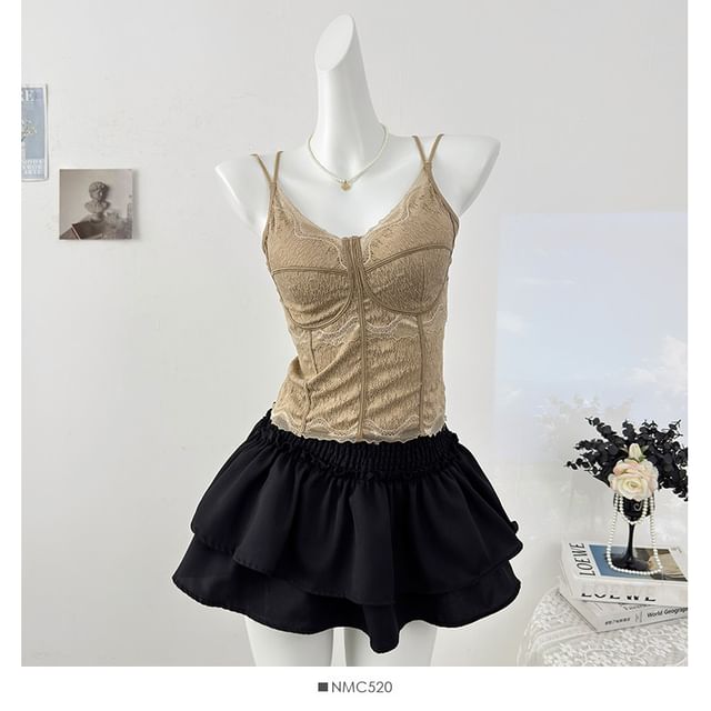 Padded Lace V-Neck Fitted Camisole