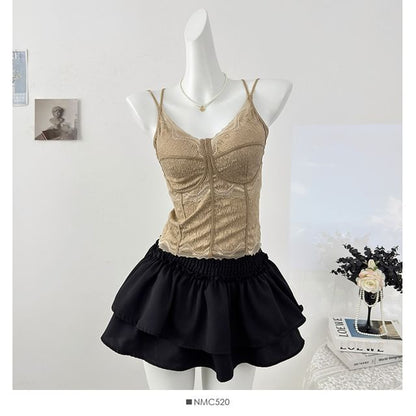 Padded Lace V-Neck Fitted Camisole