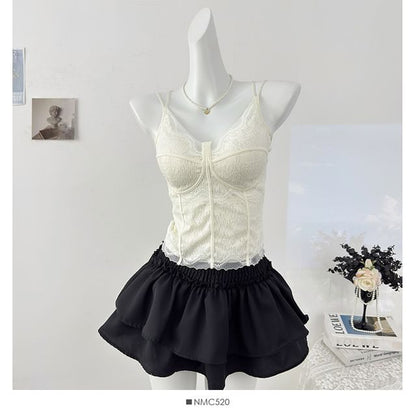 Padded Lace V-Neck Fitted Camisole