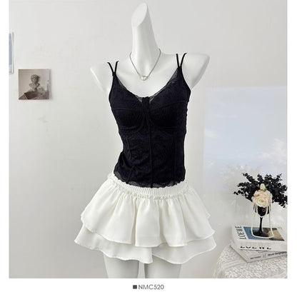 Padded Lace V-Neck Fitted Camisole