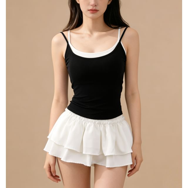 Color-Block Open-Back Padded Slim Camisole