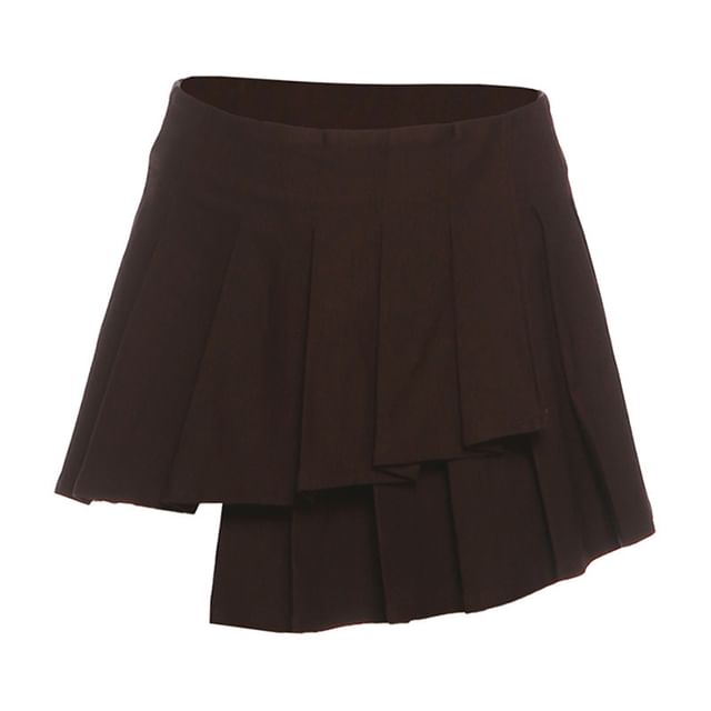Halter Crop Top and Asymmetric Pleated Mini Skirt Set