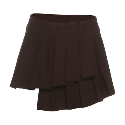 Halter Crop Top and Asymmetric Pleated Mini Skirt Set