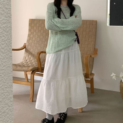 High Waist Maxi A-Line Skirt
