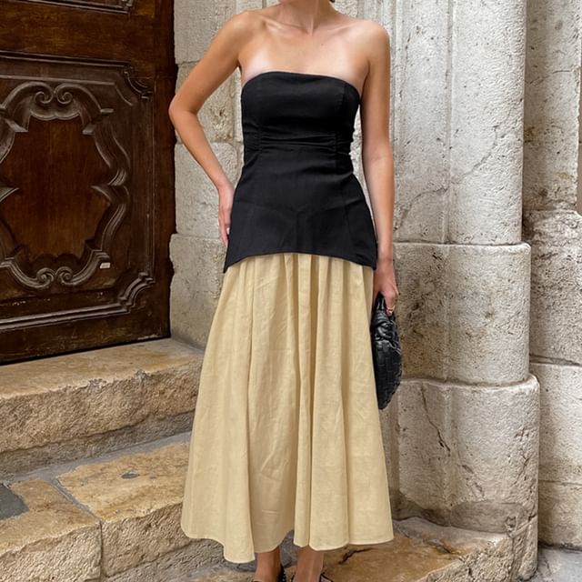 Tube Top and High Waist Maxi Skirt Set