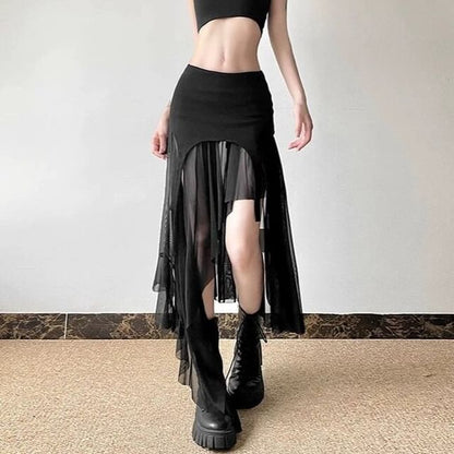 Asymmetric Low Waist Skirt