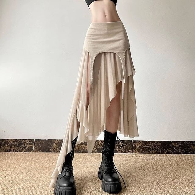 Asymmetric Low Waist Skirt
